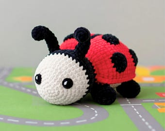 Ladybug Crochet Pattern, Spring Crochet Pattern, Cute Chunky Amigurumi, Small Beginner Crochet Projects Chenille Yarn, Easy Crochet Gift