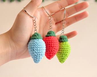Retro Christmas Light Keychain Crochet Pattern, No Sew Crochet Christmas Garland, Mini Bulb Ornament Amigurumi, Easy Holiday Decor