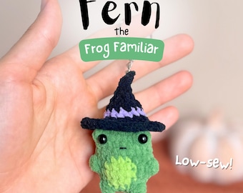 Crochet Frog Familiar Pattern: Halloween Amigurumi Keychain, Witchy Car Charm Hanger Tutorial (PDF Download)