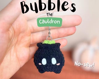 Mini Cauldron Crochet Pattern: Halloween Amigurumi Keychain, Witchy Car Charm Hanger Tutorial (PDF Download)