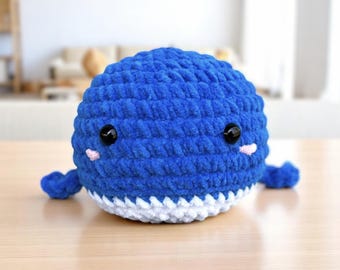 Wal Häkelanleitung, No-Sew Häkelanleitung, Amigurumi Fisch Snuggler, dickes Plüsch Chenille Garn, für Anfänger geeignet