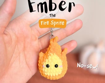 Ember Sprite Crochet Pattern: Halloween Amigurumi Keychain, Witchy Car Charm Hanger Tutorial (PDF Download)