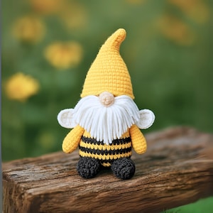 Bee Gnome Crochet Pattern, Spring Gnome Pattern, Amigurumi Gnome Tutorial PDF, Cute Easy DIY Gnome, Beginner Crochet Projects Bumblebee