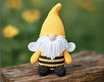 Bee Gnome Crochet Pattern, Spring Gnome Pattern, Amigurumi Gnome Tutorial PDF, Cute Easy DIY Gnome, Beginner Crochet Projects Bumblebee