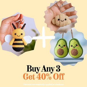 Baby Bumblebee Crochet Pattern, Crochet Keychain Pattern, Amigurumi Bee Pattern, Cute Car Hanger Charm, Beginner Crochet Projects Tiny Small image 3