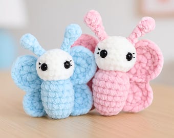 Baby Butterfly Crochet Pattern, Easter Crochet Pattern, Amigurumi Butterfly Cute Chunky Spring Small Beginner Crochet Projects Chenille Yarn