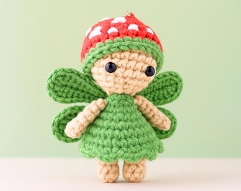 Fairy Crochet Keychain Tutorial, Fae Crochet Pattern, Tiny Forest Sprite Amigurumi DIY, Beginner Crochet Projects Small, Cute Car Hanger