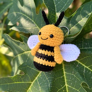 Baby Bumblebee Crochet Pattern, Crochet Keychain Pattern, Amigurumi Bee Pattern, Cute Car Hanger Charm, Beginner Crochet Projects Tiny Small image 7