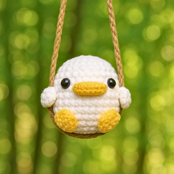 Padrão de crochê de patinho, chaveiro de crochê de passarinho, enfeite fofo para carro, pequeno pingente DIY, tutorial de amigurumi em PDF, projetos de crochê para iniciantes (pequeno).