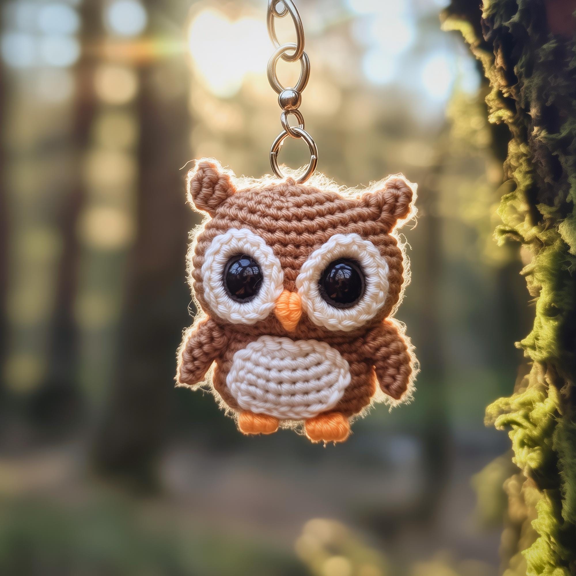 Owl Crochet Pattern, Crochet Keychain, Amigurumi Owl, Baby Owl Cute Car Hanger, Easy DIY Charm, Begi