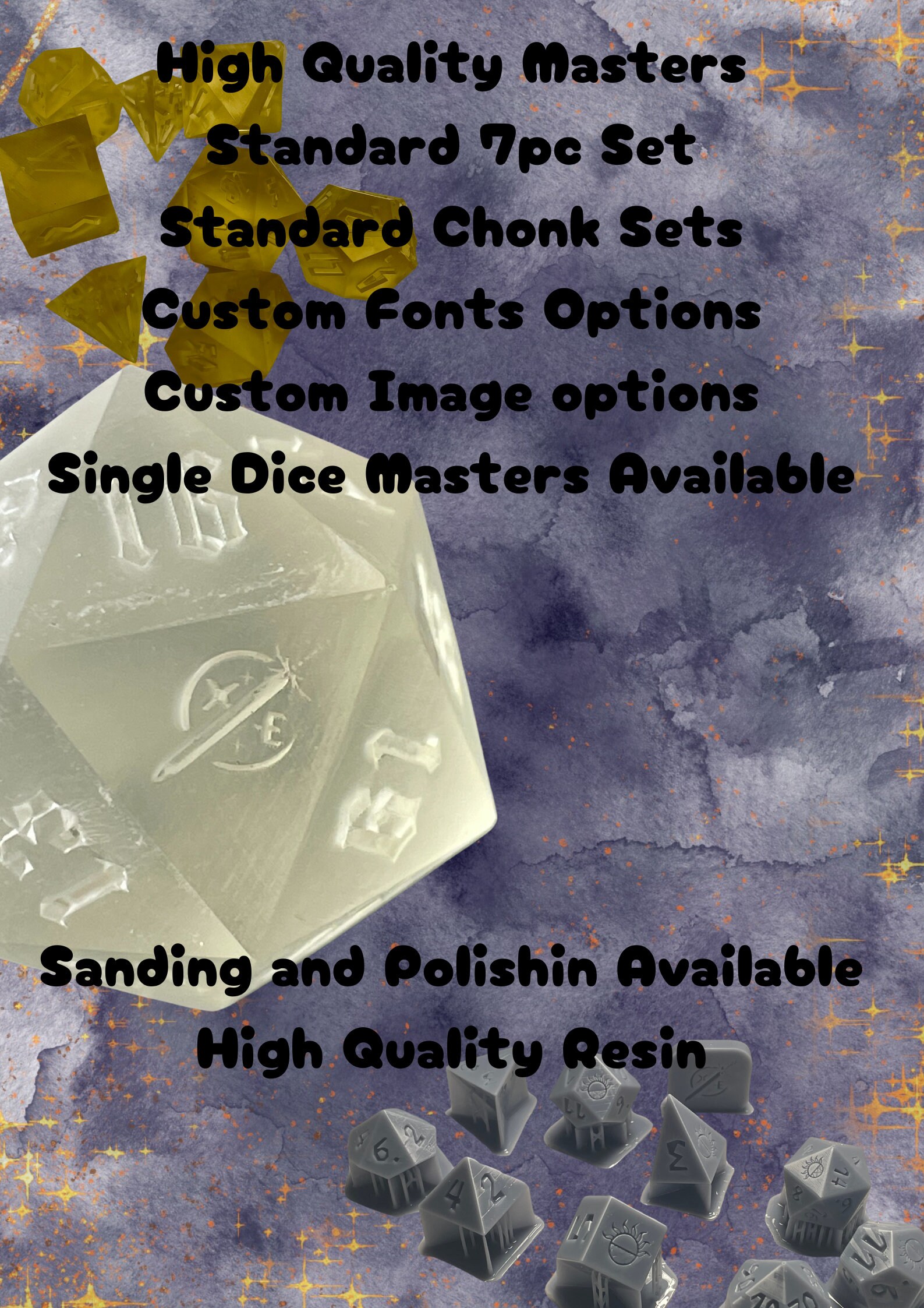 Custom Dice Masters - 7pc set, 9pc set, +1/+1 set (6), custom images, . You Choose The Font - See description