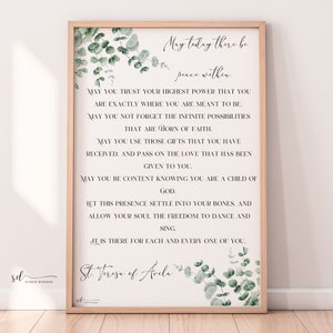 Sainte Thérèse d&#39;Avila Eucalyptus Print - Art mural catholique moderne, citation de Saint, cadeau chrétien, imprimable numérique