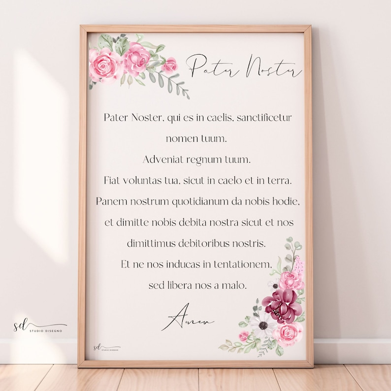 Pater Noster the Lords Prayer Modern Catholic Wall Art Etsy