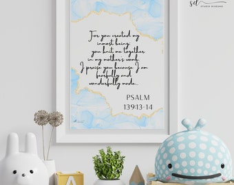 Psalm 139 Scripture Print – Christian Baby Gift, Nursery Decor (Digital Download)
