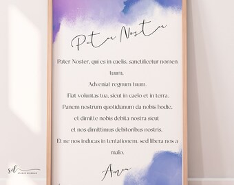 Pater Noster Latin Prayer Print – Modern Catholic Wall Art (Digital Download)
