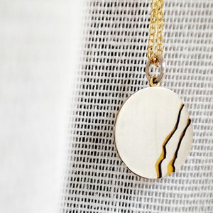 Kintsugi Necklace by Glafx, Minimal Silver Kintsugi Pendant, Gold Kintsugi Necklace, Silver and Gold Disk Necklace, Kintsugi Jewelry Gift