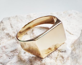 Massiver Gold Siegelring von Glafx, Großer Siegelring für Männer, Siegelring für Männer, 14 Karat Goldring, Unisex Siegelring für Siegelring