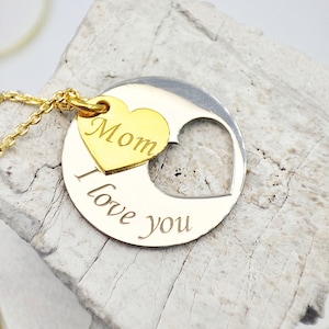 Collier maman par Glafx, coeur fête des mères, cadeau pour elle, collier cadeau maman, breloque coeur pour couple, collier coeur délicat, bijoux minimalistes