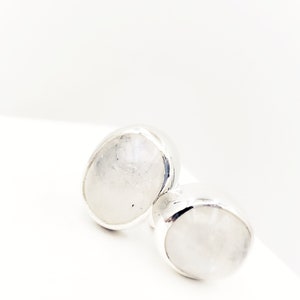 Oval Labradorite Stud Earrings - Sterling Silver Gemstone Studs