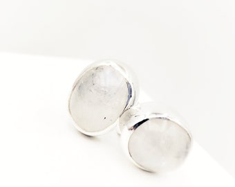 Labradorite Earrings by Glafx, Oval Labradorite Earrings, Minimal Moonstone Studs, Wedding Silver Earrings, Dainty Gemstone Stud Earrings