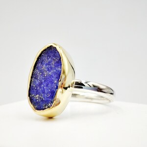 Raw Lapis Lazuli Ring by Glafx, Statement Lapis Lazuli Ring, Stacking Gemstone Ring, Silver Gold Ring, Ring for Women, Rough Lapis Lazuli