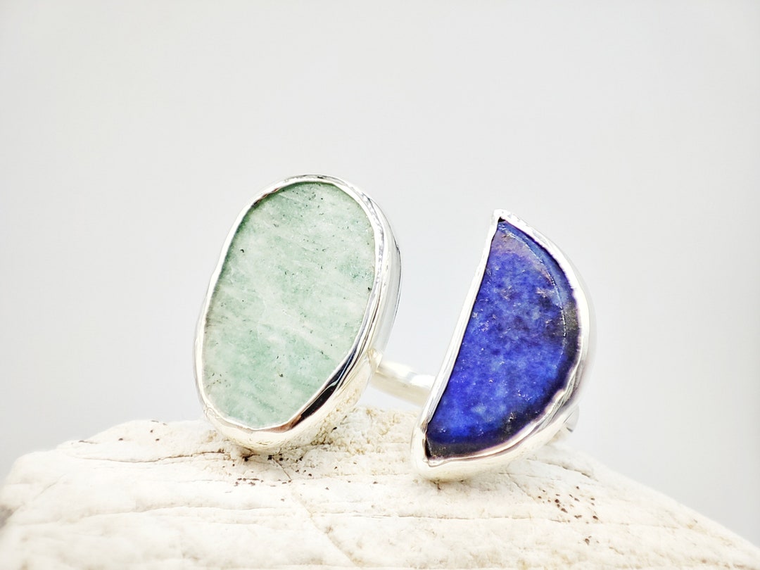 Bague Ajustable Lapislazuli Tibet - Argent Tibétain - Style Boho Ethnique Unisexe