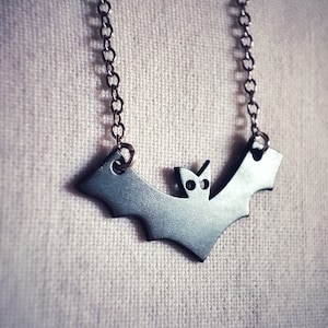 Bat Halloween Necklace by Glafx, Dainty Bat Necklace, Cute Halloween Pendant, Silver Bat Necklace, Halloween Jewelry, Halloween Gift