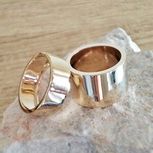 Stackable Minimalistic wide tube band ring by Glafx Jewelry.