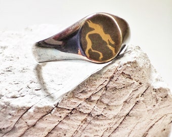 Kintsugi Signet Ring by Glafx, Chevalier Kintsugi Ring, Silver Gold Signet Ring, Dainty Gold Ring, Unisex Kintsugi Ring, Minimal Kintsugi