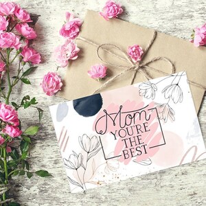 Digital Mother&#39;s day card, printable mother&#39;s day card, digital download, floral card, happy mother&#39;s day, printable card, watercolor card