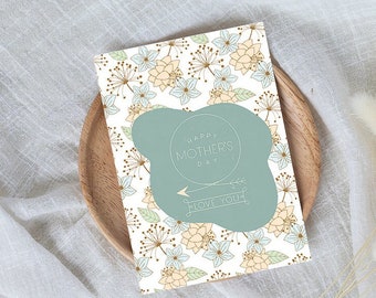 Floral Happy Mother's Day Card, Printable, Minimalist (Digital Download)