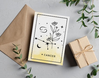 Zodiac Birthday Card, Star Sign Printable (Digital Download)
