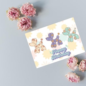 Cartão de aniversário digital, cartão de aniversário para impressão, cartão para impressão, download digital, cartão floral, cartão de aniversário retrô, cartão de aniversário vintage