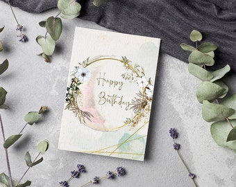 Digital Birthday Card, printable birthday card, printable card, digital card, digital download, floral card, birthday card, watercolor