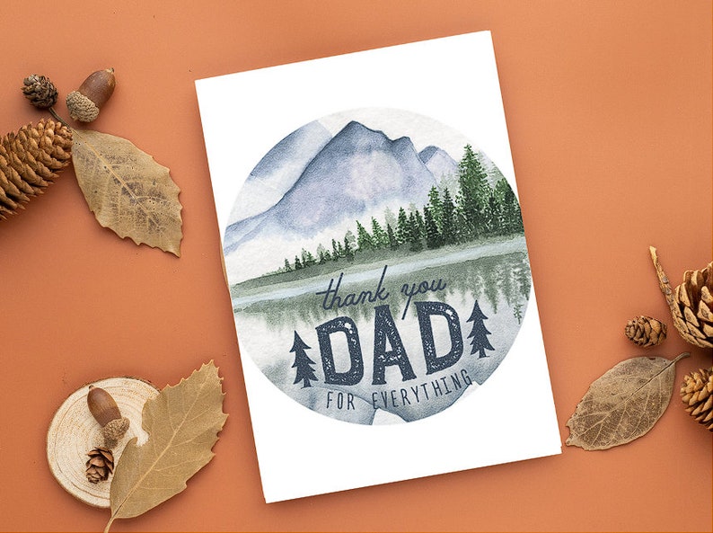 Digital Father's day card, fathers day card, printable card, watercolor card, printable father's day, card for him, card for dad image 1