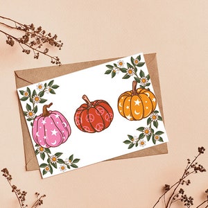 Cartão digital, cartão para impressão, cartão de outono para impressão, cartão digital, download digital, cartão de outono, cartão de aniversário, aquarela, boo gram