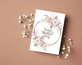 Digital Mother's day card, printable mother's day card, digital download, floral card, happy mother's day, printable card, daisy card