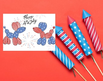 Digitale kerstkaart, afdrukbare kaart, 4 juli-kaart, patriottische kaart, digitale download, verjaardagskaart, onafhankelijkheidsdagkaart