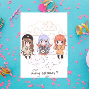 Carte d'anniversaire numérique, carte d'anniversaire imprimable, carte imprimable, carte numérique, téléchargement numérique, carte d'anniversaire pour enfant, carte d'anniversaire anime