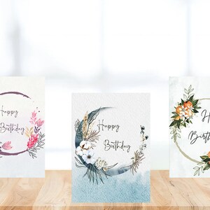 Digital Birthday Card pack, printable birthday card, printable card, digital card, digital download, floral card, birthday card, watercolor