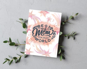 Digital Mother's day card, printable mother's day card, digital download, floral card, happy mother's day, printable card, watercolor card