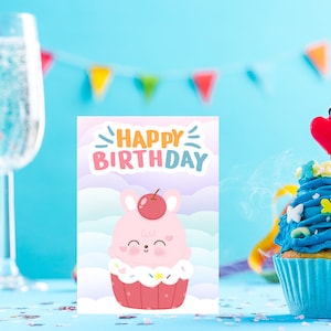 Digital Birthday Card, printable birthday card, printable card, digital card, digital download, kid card, birthday card, kawaii card