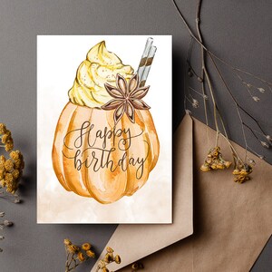 Digital Birthday Card, printable birthday card, printable card, digital card, digital download, autumn card, birthday card, watercolor