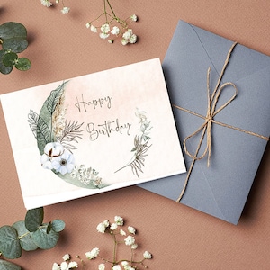 Digital Birthday Card, printable birthday card, printable card, digital card, digital download, floral card, birthday card