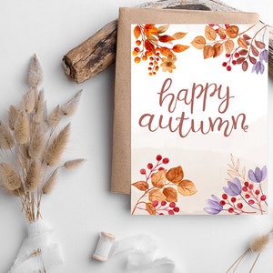 Digital Thanksgiving card, printable thanksgiving card, happy thanksgiving, fall card, autumn card