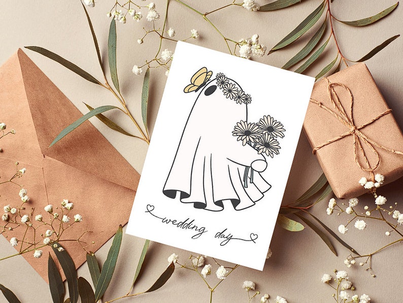 Digital wedding card, floral card, wedding stationary, happy wedding, watercolor card, digital card, printable card image 1