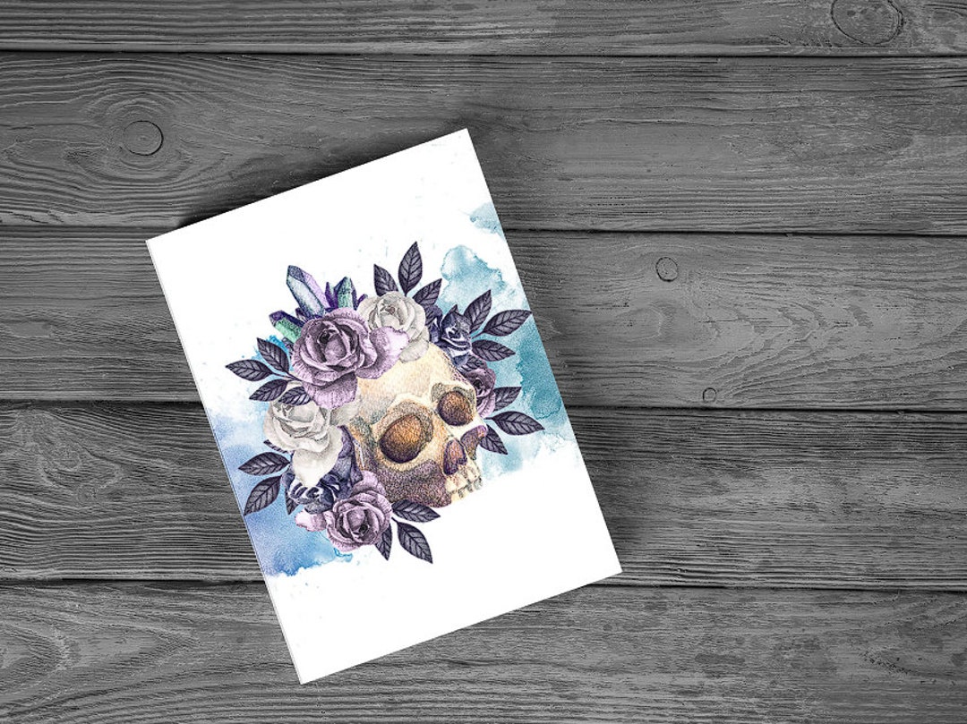 Digital Card, Printable Card, Skull Card, Blank Card, Any Occasion Card ...