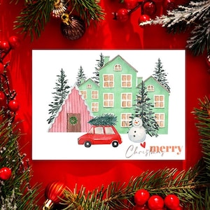 Printable Merry Christmas Card, digital card, digital download, printable, christmas card, holiday card
