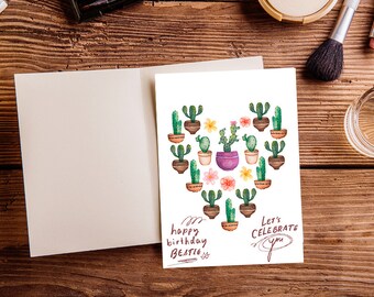 Digital Birthday Card, printable birthday card, printable card, digital card, digital download, floral card, birthday card, watercolor