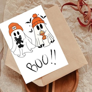 Digital Halloween card, printable card, halloween card, happy halloween, spooky card, greeting card, boo gram, ghost card